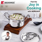 Bergner Argent Junior Chef Triply Stainless Steel 16cm (1.6 L) Casserole with Stainless Steel Lid, Mini Casserole, Durable, Consumes Less Oil, Healthy Cooking - Induction and Gas Stove Ready