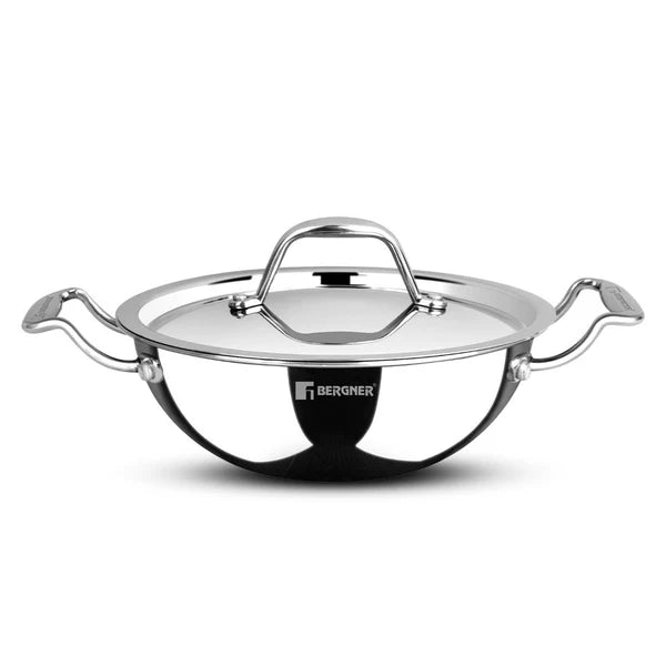 Argent Junior Chef TriPly Stainless Steel Kadai With Lid