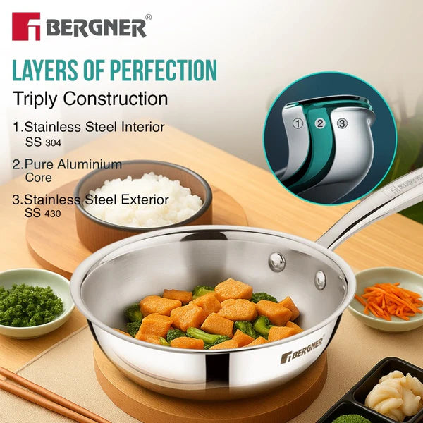 Junior TriPly Stainless Steel Wok With Lid 18cm