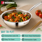 Junior TriPly Stainless Steel Wok With Lid 18cm