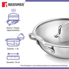 BERGNER ESSENTIAL KADHAI 18CM WITH FLAT GLASS LID