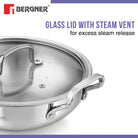 BERGNER ESSENTIAL KADHAI 18CM WITH FLAT GLASS LID