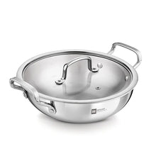 BERGNER ESSENTIAL KADHAI 22CM WITH FLAT GLASS LID