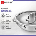 BERGNER ESSENTIAL KADHAI 22CM WITH FLAT GLASS LID
