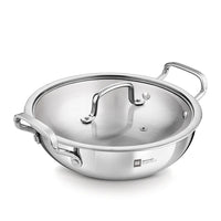 BERGNER ESSENTIAL KADHAI 26CM WITH FLAT GLASS LID