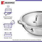 BERGNER ESSENTIAL KADHAI 26CM WITH FLAT GLASS LID