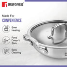 BERGNER ESSENTIAL KADHAI 30CM WITH FLAT GLASS LID