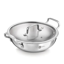 BERGNER ESSENTIAL KADHAI 32CM WITH FLAT GLASS LID