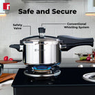Bergner Tri-Max 5 Liters Triply Outer Lid Pressure Cooker, Triply Body, Healthy Cooking, Durable Bakelite Handle, Safety Valve, Measuring Scale Inside, ISI Certified - Induction and Gas Stove Ready