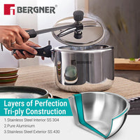 Argent Tri-Ply Stainless Steel Inner Lid Pressure Cooker