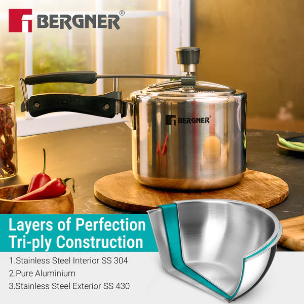 Argent Tri-Ply Stainless Steel Inner Lid Pressure Cooker