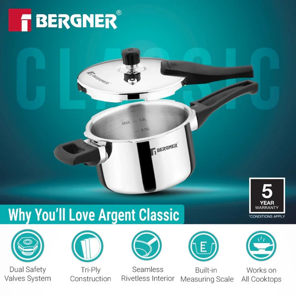 Argent Classic Triply Outer Lid Pressure Cooker Induction