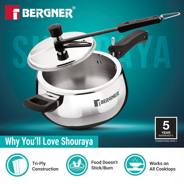 SHOURAYA 5LTR INNER LID BELLY PRESSURE COOKER TRIPLY