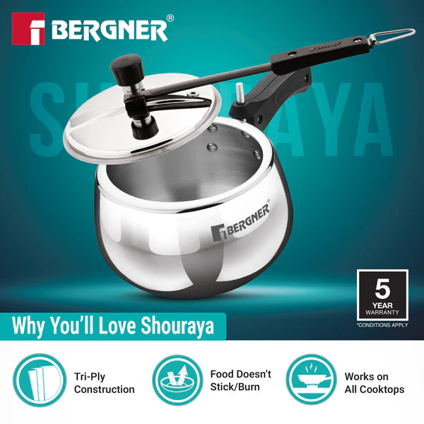 SHOURAYA 2.5LTR INNER LID BELLY PRESSURE COOKER TRIPLY