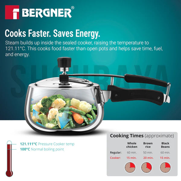 SHOURAYA 2.5LTR INNER LID BELLY PRESSURE COOKER TRIPLY