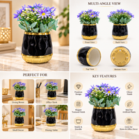Premium Artificial Beautiful Flower Pot Home Decor, Decorative Home Item / Tabletop Statue / Luxury Flower Showpiece for Living Room, Office & Gifting