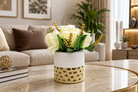 Premium Artificial Eye-Catching Flower Pot Home Decor, Decorative Home Item / Tabletop Statue / Luxury Flower Showpiece for Living Room, Office & Gifting