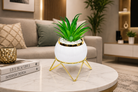 Premium Artificial Attractive Flower Pot with Metal Stand Home Decor, Decorative Home Item / Tabletop Statue / Luxury Flower Showpiece for Living Room, Office & Gifting