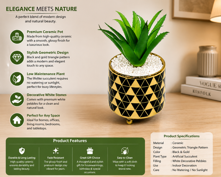 Premium Artificial Beautiful Flower Pot Home Decor, Decorative Home Item / Tabletop Statue / Luxury Flower Showpiece for Living Room, Office & Gifting