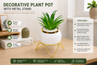 Premium Artificial Attractive Flower Pot with Metal Stand Home Decor, Decorative Home Item / Tabletop Statue / Luxury Flower Showpiece for Living Room, Office & Gifting