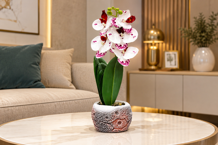 Premium Artificial Decorative Flower Pot Home Decor, Decorative Home Item / Tabletop Statue / Luxury Flower Showpiece for Living Room, Office & Gifting