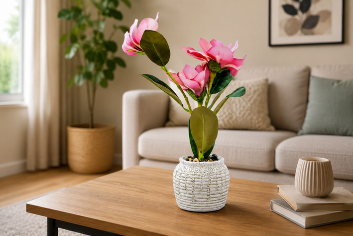 Premium Artificial Decorative Flower Pot Home Decor, Decorative Home Item / Tabletop Statue / Luxury Flower Showpiece for Living Room, Office & Gifting