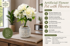 Premium Artificial Beautiful Flower Pot Home Decor, Decorative Home Item / Tabletop Statue / Luxury Flower Showpiece for Living Room, Office & Gifting