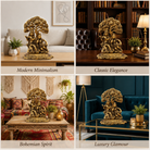 Premium Divine Radha Krishna Under Tree Showpiece – Antique Golden Decorative Idol for Home & Office