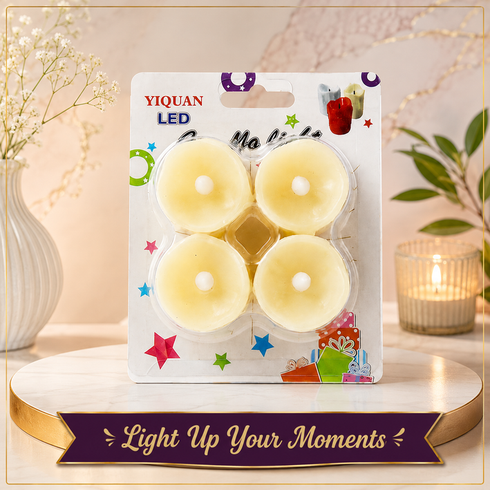 Premium Stunning Pack of 4 LED Flameless Tealight Candles for Home Decoration