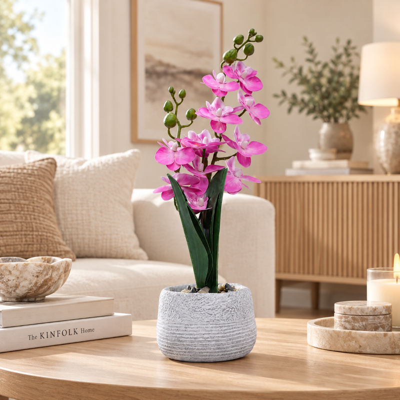 Premium rtificial Graceful Flower Pot Home Decor, Decorative Home Item / Tabletop Statue / Luxury Flower Showpiece for Living Room, Office & Gifting