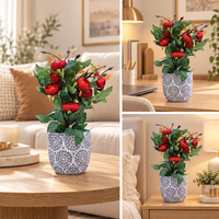 Premium Artificial Graceful Flower Pot Home Decor, Decorative Home Item / Tabletop Statue / Luxury Flower Showpiece for Living Room, Office & Gifting