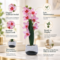 Premium Artificial Graceful Flower Pot Home Decor, Decorative Home Item / Tabletop Statue / Luxury Flower Showpiece for Living Room, Office & Gifting