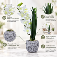 Premium Artificial Graceful Flower Pot Home Decor, Decorative Home Item / Tabletop Statue / Luxury Flower Showpiece for Living Room, Office & Gifting