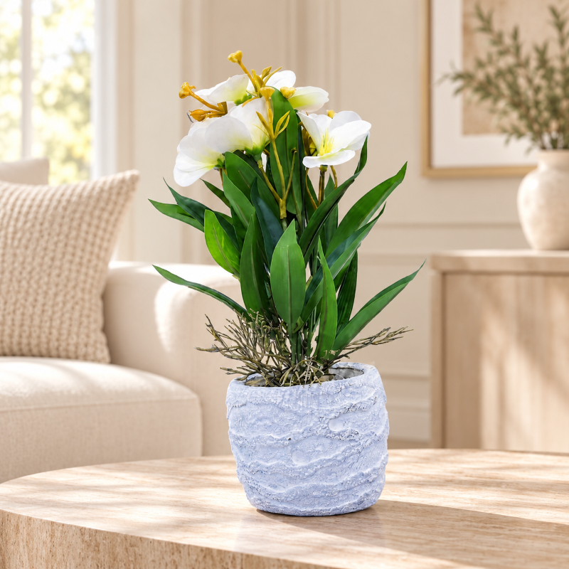 Premium Artificial Graceful Flower Pot Home Decor, Decorative Home Item / Tabletop Statue / Luxury Flower Showpiece for Living Room, Office & Gifting