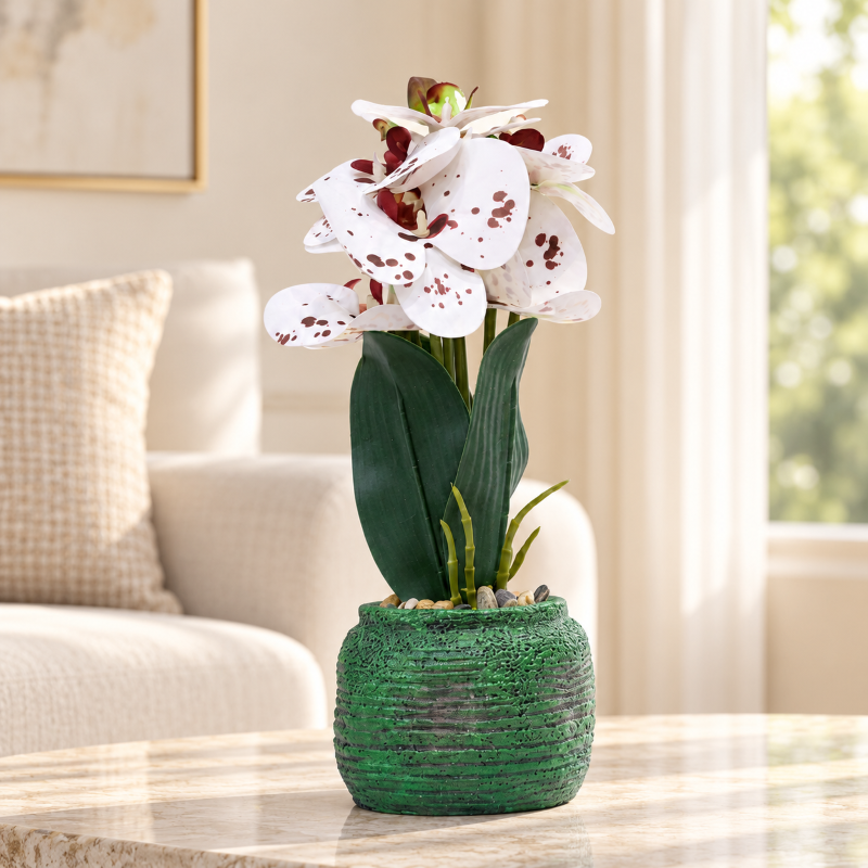 Premium Artificial Graceful Flower Pot Home Decor, Decorative Home Item / Tabletop Statue / Luxury Flower Showpiece for Living Room, Office & Gifting