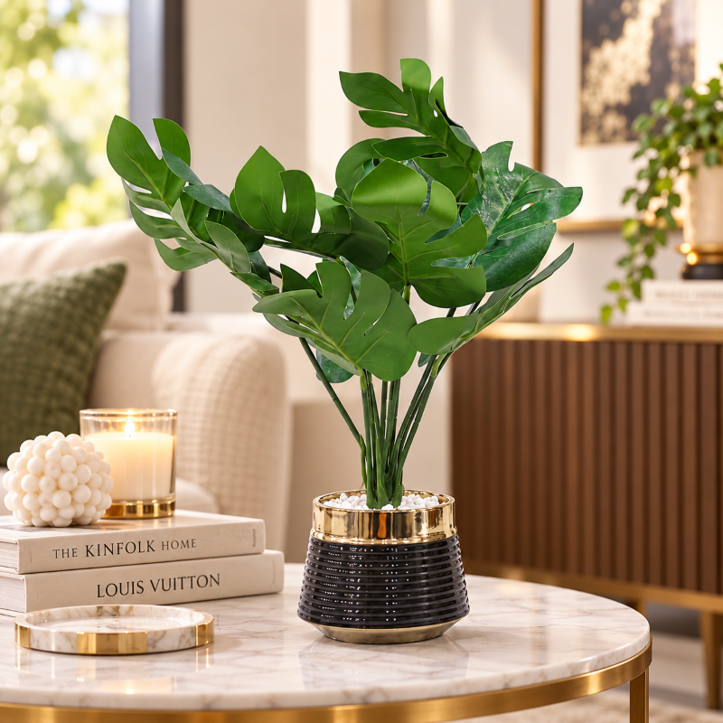 Premium Artificial Beautiful Flower Pot Home Decor, Decorative Home Item / Tabletop Statue / Luxury Flower Showpiece for Living Room, Office & Gifting