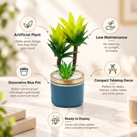 Premium Artificial Beautiful Flower Pot Home Decor, Decorative Home Item / Tabletop Statue / Luxury Flower Showpiece for Living Room, Office & Gifting