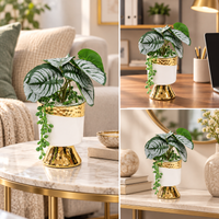 Premium Artificial Beautiful Flower Pot Home Decor, Decorative Home Item / Tabletop Statue / Luxury Flower Showpiece for Living Room, Office & Gifting