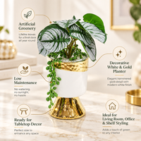 Premium Artificial Beautiful Flower Pot Home Decor, Decorative Home Item / Tabletop Statue / Luxury Flower Showpiece for Living Room, Office & Gifting