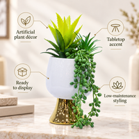 Premium Artificial Beautiful Flower Pot Home Decor, Decorative Home Item / Tabletop Statue / Luxury Flower Showpiece for Living Room, Office & Gifting