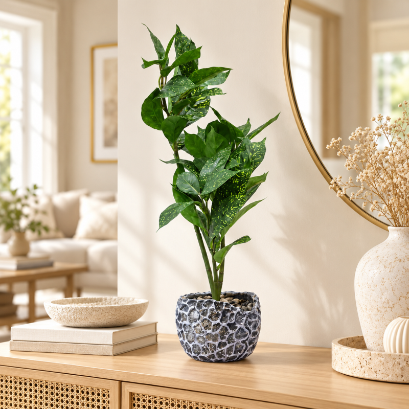 Premium Artificial Beautiful Flower Pot Home Decor, Decorative Home Item / Tabletop Statue / Luxury Flower Showpiece for Living Room, Office & Gifting