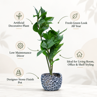Premium Artificial Beautiful Flower Pot Home Decor, Decorative Home Item / Tabletop Statue / Luxury Flower Showpiece for Living Room, Office & Gifting