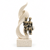 Anupam Premium Antique Gold Couple Showpiece with Abstract Ivory Sculpture | Modern Home & Office Décor