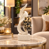 Anupam Premium Antique Gold Couple Showpiece with Abstract Ivory Sculpture | Modern Home & Office Décor