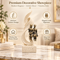 Anupam Premium Antique Gold Couple Showpiece with Abstract Ivory Sculpture | Modern Home & Office Décor