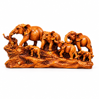 Anupam Premium Elephant Family Decorative Showpiece with Wood-Finish Look | Premium Home & Office Decor Figurine