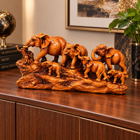 Anupam Premium Elephant Family Decorative Showpiece with Wood-Finish Look | Premium Home & Office Decor Figurine