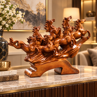 Anupam Premium Seven Running Horses Decorative Showpiece with Premium Wood-Finish Look | Home & Office Décor