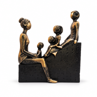 Anupam Premium Antique Gold Family Bonding Showpiece with Black Base | Mother & Children Decorative Figurine