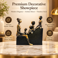 Anupam Premium Antique Gold Family Bonding Showpiece with Black Base | Mother & Children Decorative Figurine